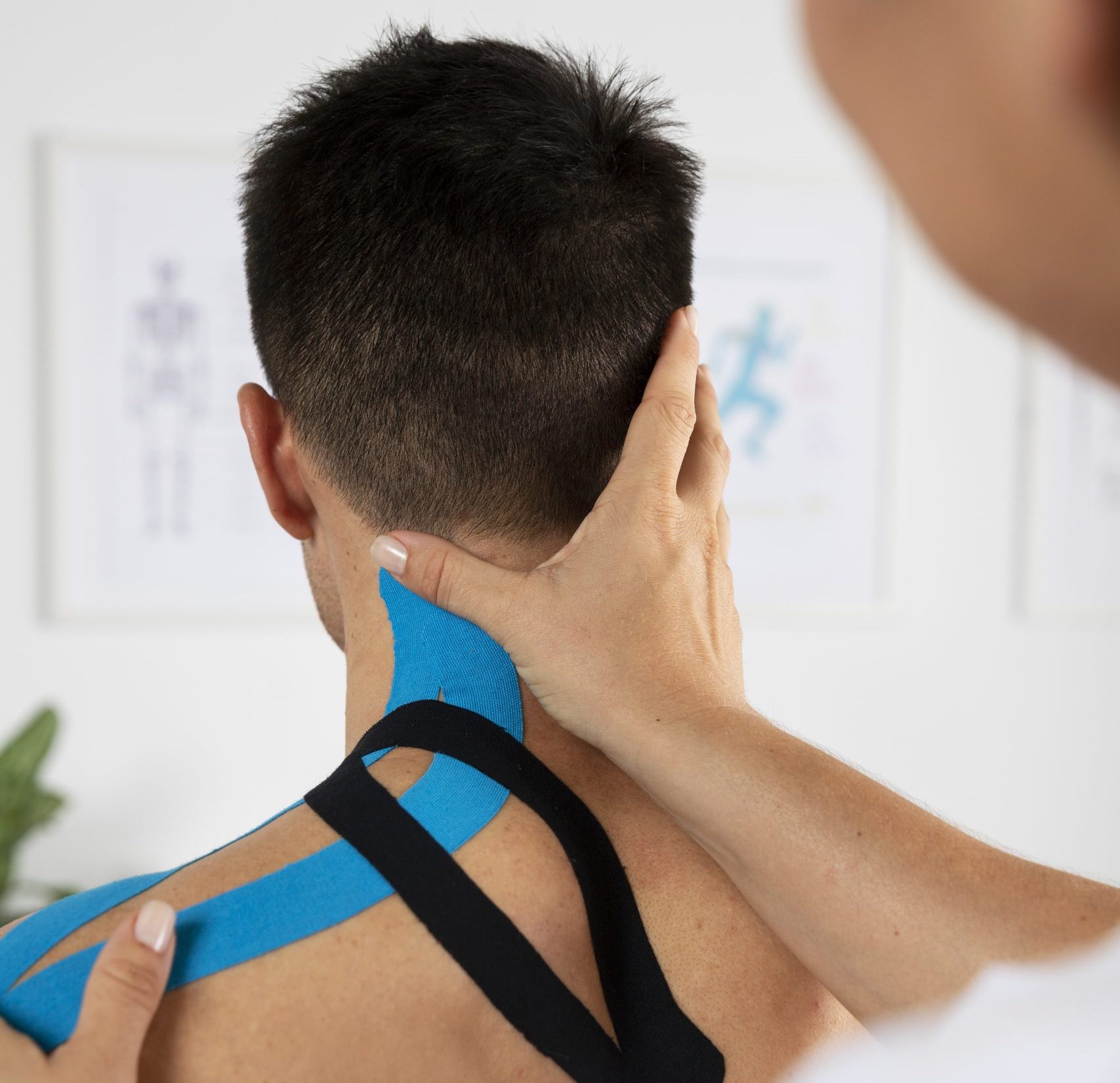 fisioterapeuta-femenino-aplicando-vendaje-medico-elastico-al-paciente-masculino